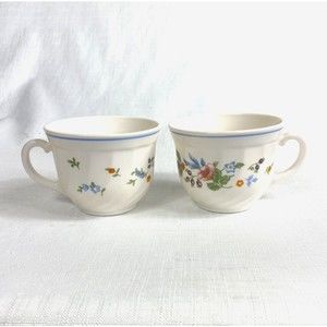 Set of 2 - Victoria by Arcopal France Teacups ~ Swirl Design Floral Pattern